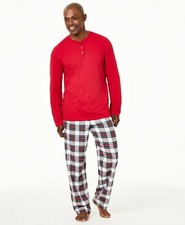 NWT Family Pajamas Men's Sz L Henley Mix It Stewart Plaid 2pcs Pajama Set