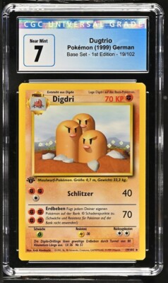 Digri Chart Number CGC 7 1st Edition German Dugtrio Digri 19/102 Rare Pokemon Card Base ...