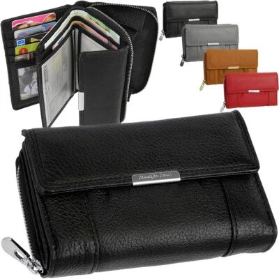 JENNIFER JONES Damen Geldbörse Reißverschluss Portemonnaie Leder Geldbeutel