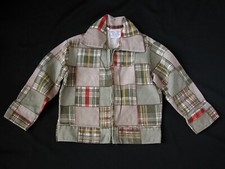 Original Vintage 1970s Billy The Kid Denim Olive Plaid Shirt Jacket Kids Sz 4