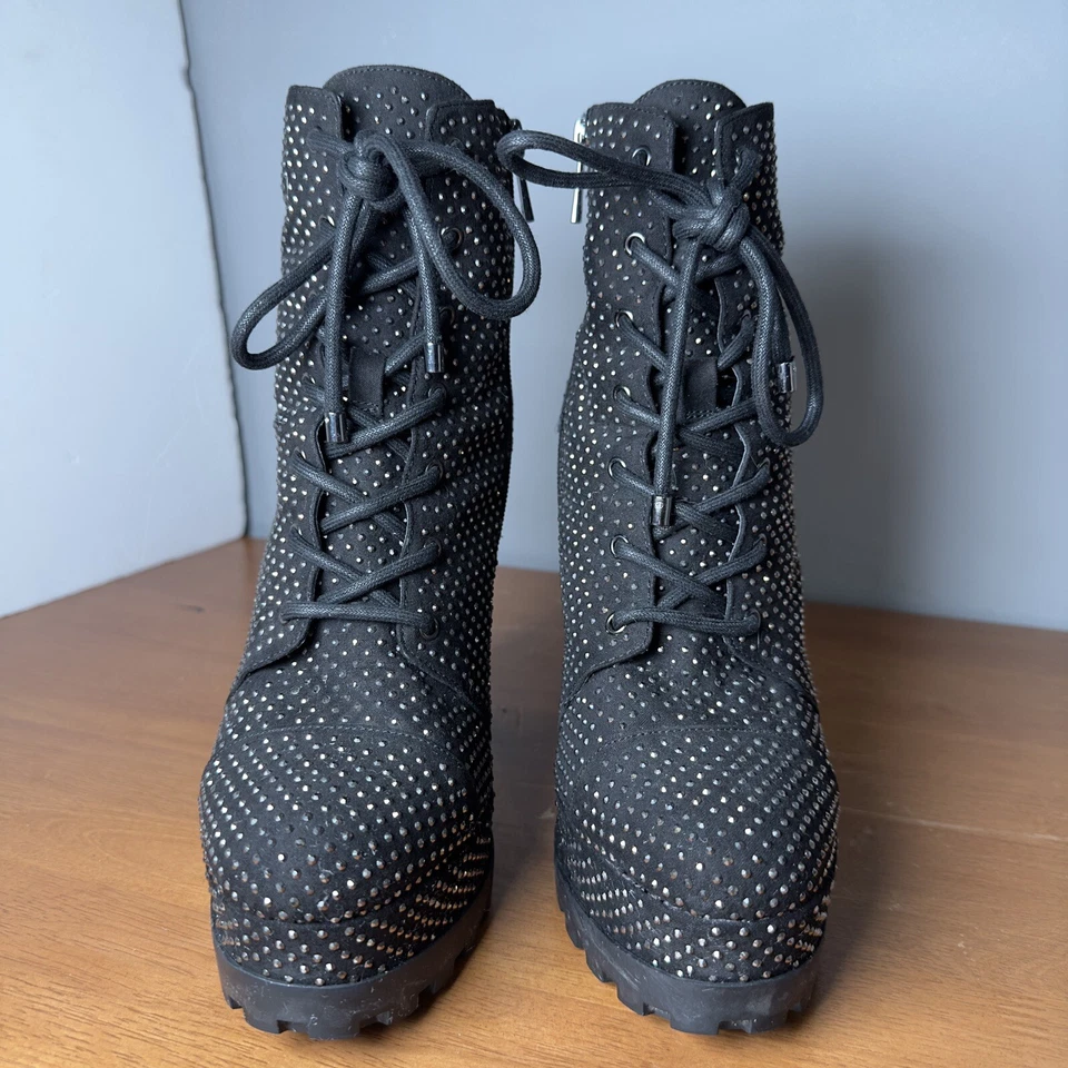 JESSICA SIMPSON Irella-2 платформе зажим подошвы черный бархат золото блестящий ботинки Sz 9 М - Изображение 3 из 4