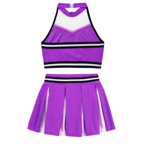 iiniim Mädchen Cheer Leader Kostüm Crop Top mit Rock Cosplay Halloween Fasching - Picture 51 of 64