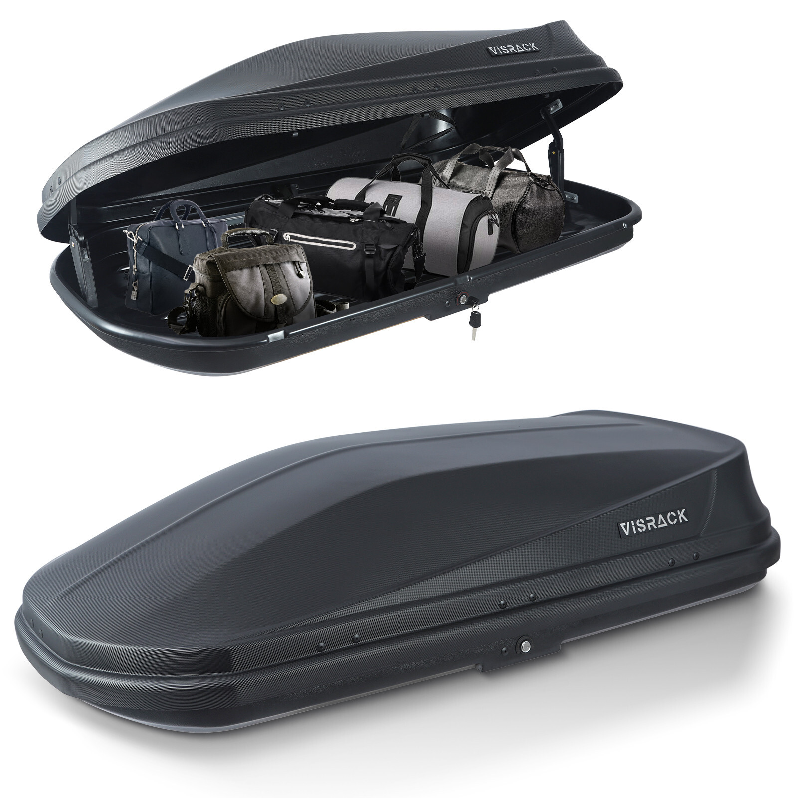 VisRack 14FT³ Rooftop Cargo Box Luggage Carrier Tooless Install Black Diamond