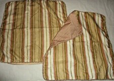 CROSCILL BRYCE GREEN PAPRIKA MULTI STRIPE PAIR EURO PILLOW SHAMS 26 X 26 NEW