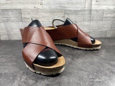 Yokono Slides Women M Shoes Shoes Sandals Brown Leather Straps Wedge  Comfort - Main Image