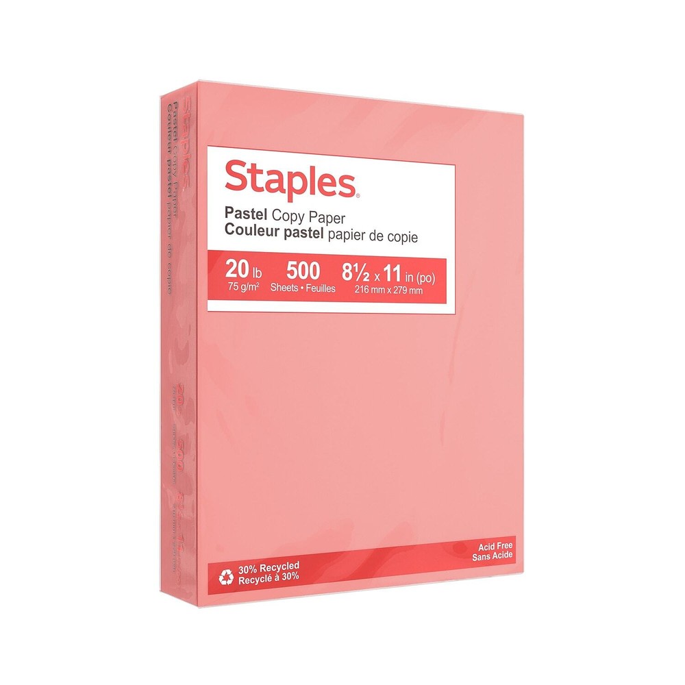 Staples Pastel Salmon 8.5 x 11 Copy Paper 500 Sheets Ream