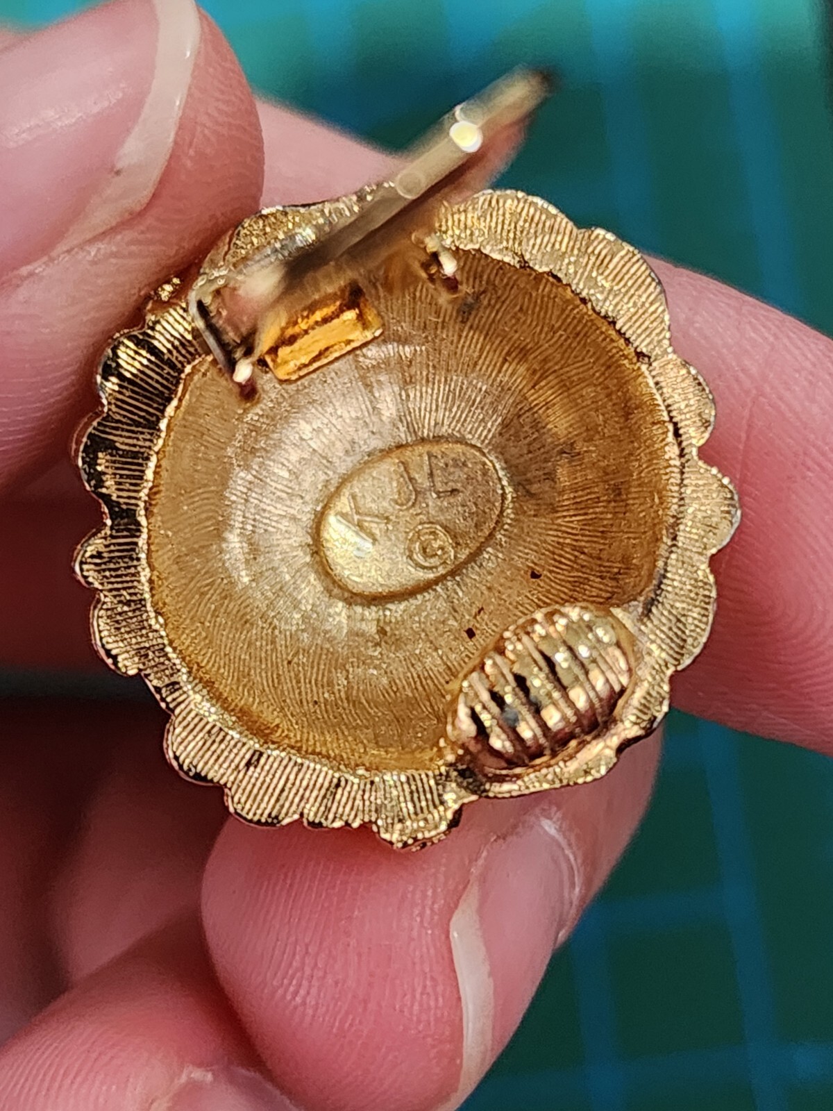 Vtg KJL Designer Signed Gold Tone Nugget Brutalis… - image 13