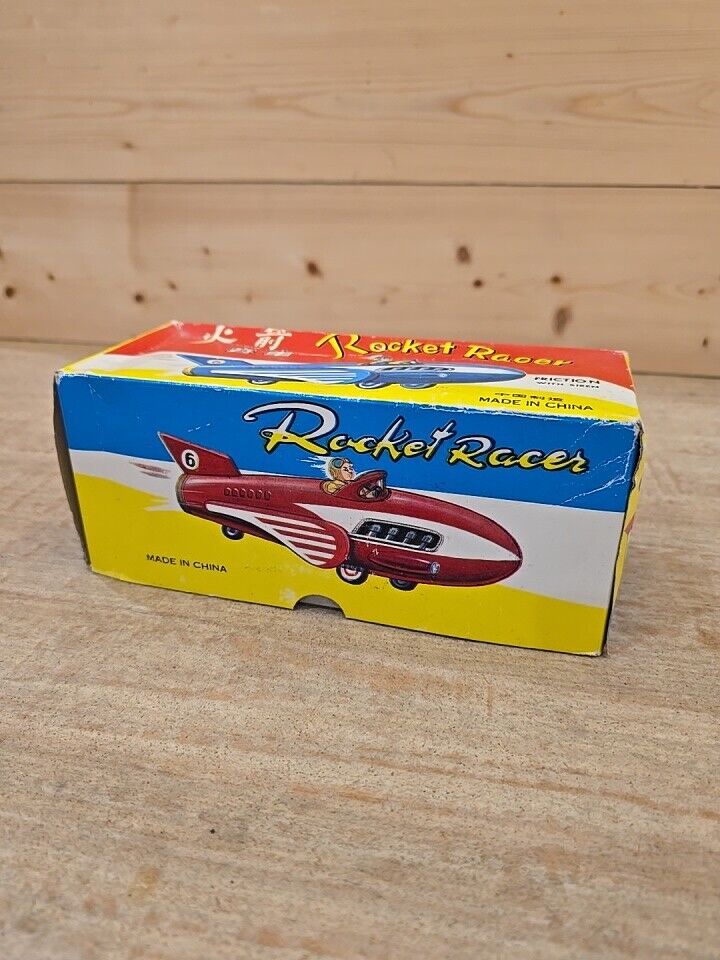 Vintage 60's Tin Toy Rocket Racer friction siren litho Vintage 60's Tin Toy Rocket Racer friction siren litho