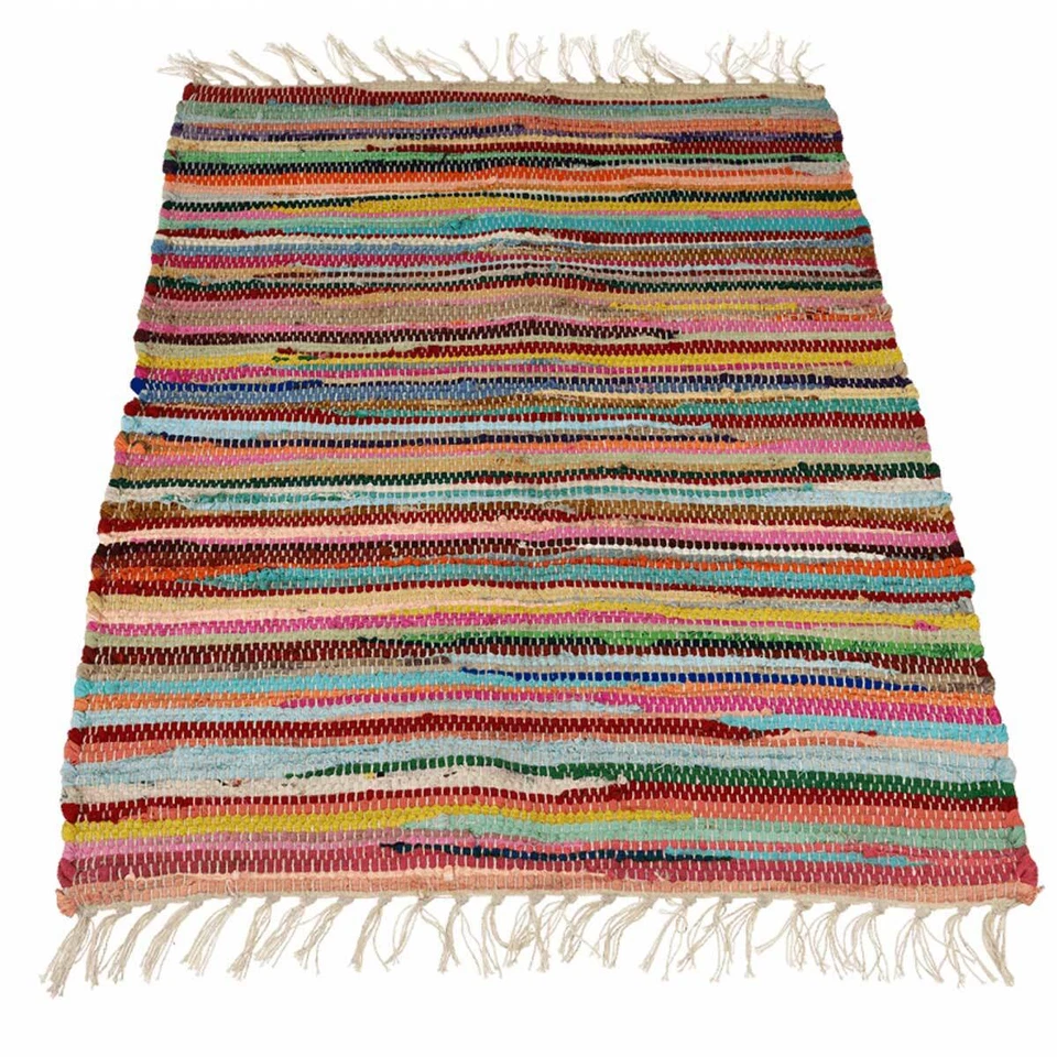 Boho Style Fleckerlteppich Dehli 90x60cm Bunt Flickenteppich recycelte Baumwolle - Bild 2 von 4