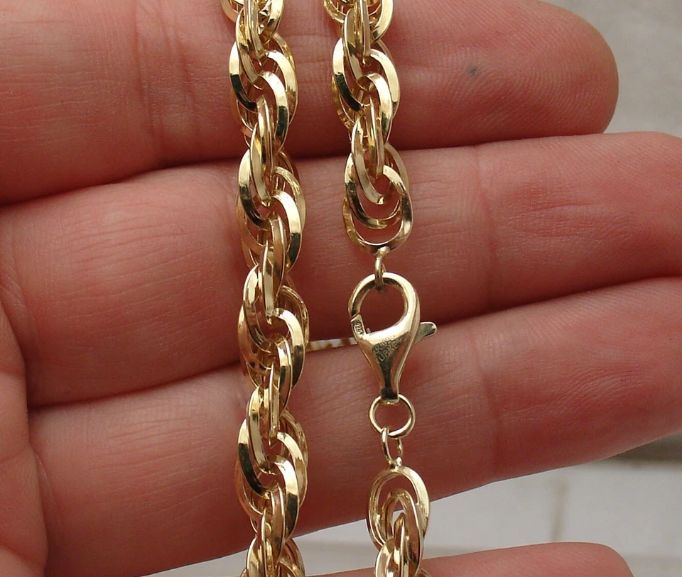 Technibond 闪亮扭曲椭圆形链项链 14K 镀黄金银色 — 第 2/4 张图片