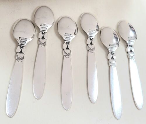 Georg Jensen Cactus Sterling Silver Mocha Spoons Set of 6 - Picture 2 of 9
