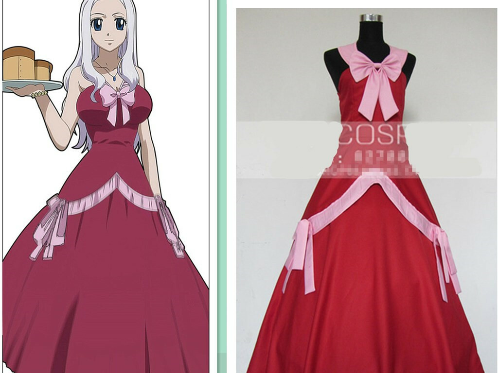 FAIRY TAIL Mirajane·Strauss Red Long Dress Cosplay Costume