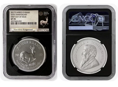 2017 NGC SP70 S1Rand Black Core - FDOI  50th South Africa Anniversary Privy Mark