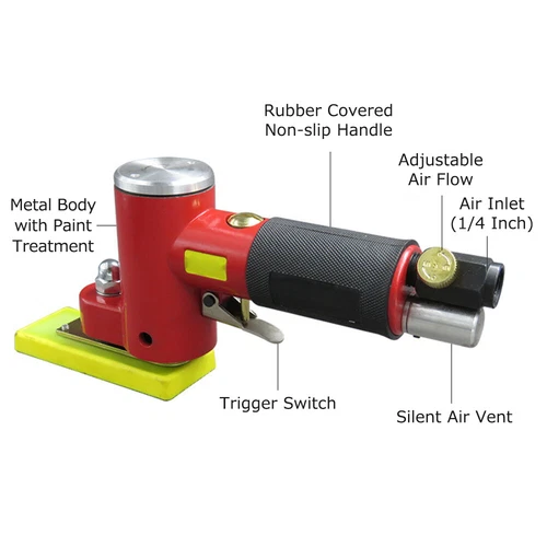 Straight Line Air Sander with 2 Sanding Pads Random Orbital Pneumatic N0Q9 New - Picture 3 of 16