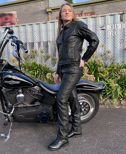 Women Motorcycle Motorbike Cruiser Touring 5 Pocket style Leather jeans  Pants | eBay