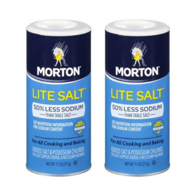 Lite Salt, with Half the Sodium of Table Salt, 11 Oz (2Pack)
