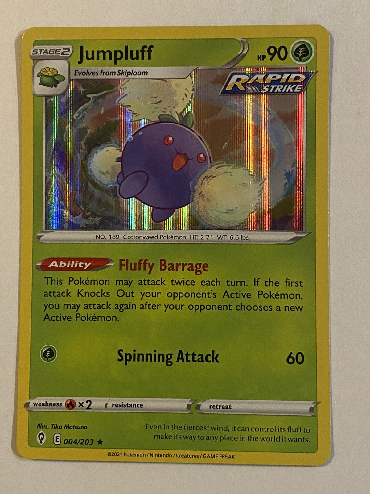 Jumpluff 4/203 Evolving Skies Holo Rare Pokemon Card Pokémon TCG 004