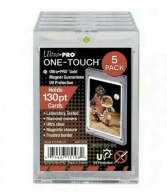 (5) Ultra Pro 130pt One Touch Magnetic Trading Card Holder UV Protection