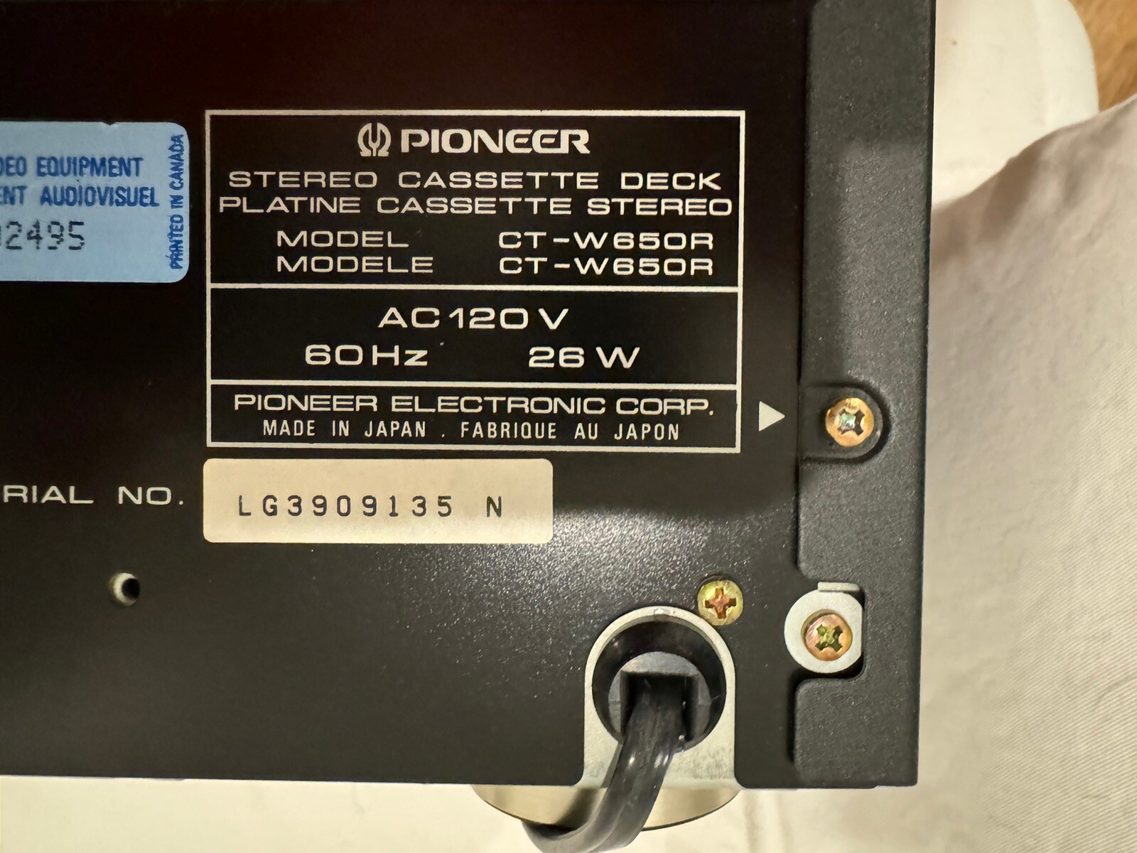 EUC Pioneer CTW650R Dual Dolby B,C Cassette Deck TESTED eBay