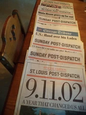SET OF SEVERAL DAYS OF 9/11 ST. LOUIS CHICAGO NEWPAPER SECTIONS