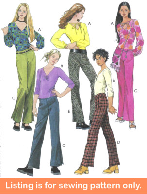 SEWING PATTERN Girls Clothes Clothing - Flared Pants Long Sleeve Shirt Teen 3468
