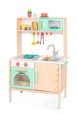 New Wooden Play Kitchen with Accessories and Real Opening Doors Set