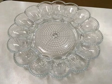 Vintage deviled egg glass hobnail pattern