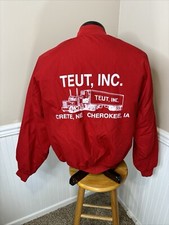 Vintage Trucker Teut, Inc Mens Medium Red Bomber WestArk Made In USA Size 2XL