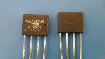 Bridge Rectifier Single Phase Standard 200V Through Hole KBL, 4A, KBL02, (2 Pcs)
