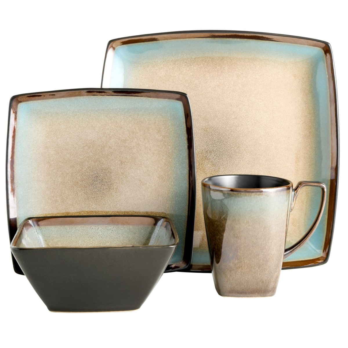 Gibson Elite Tequesta 16-Piece Stoneware Dinnerware Set Taupe