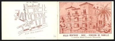 Vertreterkarte Nice, Villa Beatrice, Pension de Famille, Avenue Marie-Christine 