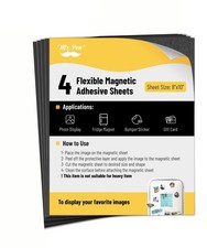 Mr. Pen- Adhesive Magnetic Sheets, 8" x 10", 4 Pack, Cuttable x Black