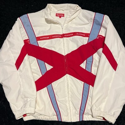 Supreme Cross Paneled Red White Blue Track Jacket Size Large (April 2021)