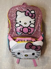 Mochila Hello Kitty con lonchera aislante lentejuelas rosas y brillo