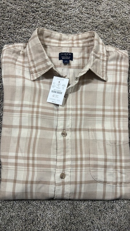 J.CREW Men's Plaid Shirt Size Medium Long Sleeves 100% Cotton NWT
