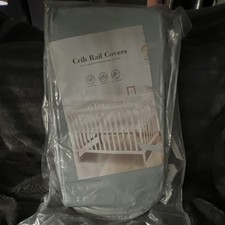 Gray Mesh Crib Rail Covers Set for Crib, Solid Theme, Unisex Nursery