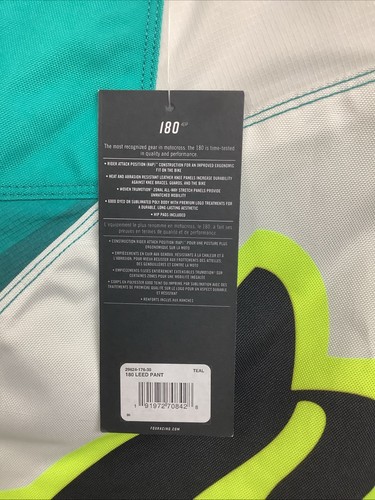 Fox Racing 29624-176-30: 180 Leed Teal and White MX Off Road Pants Size 30 - Picture 3 of 16
