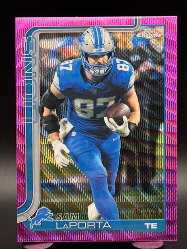 2025 Topps Chrome Football Sam LaPorta #100 Pink wave /250