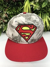 Superman Hat Cap Snap Back Youth One Size Red Gray Comic Print DC Comics