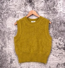 COS Sweater XS Womens Mohair Knit Vest Mustard Yellow