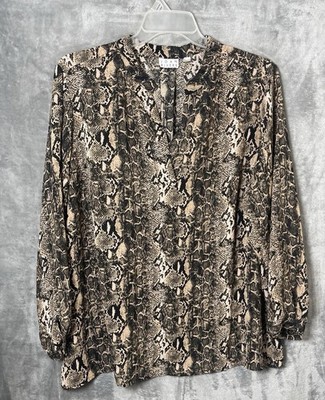 Joan Rivers Women s  Snake Skin  Print V-neck Blouse Size 22w Brown