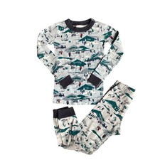 Hanna Andersson Kids 120cm Hockey Snow Long Johns Pajama Set 2 Piece Gray SZ 6-7