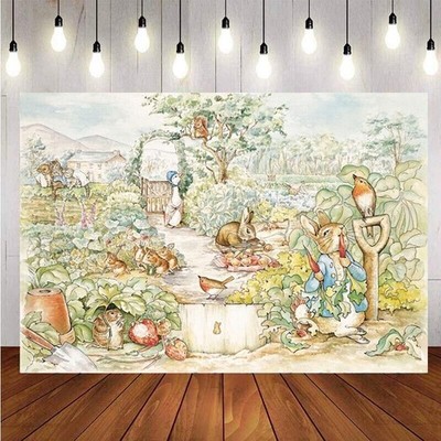 Easter Rabbit Backdrop Happy Birthday Party Baby Shower Photo Background Prop