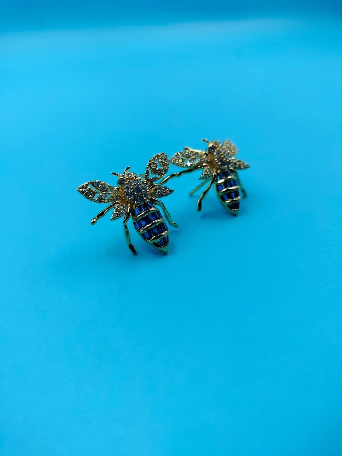 2.8Ct Round Cut Lab Created Sapphire Honey Bee Earrings 14K Yellow Gold Plated