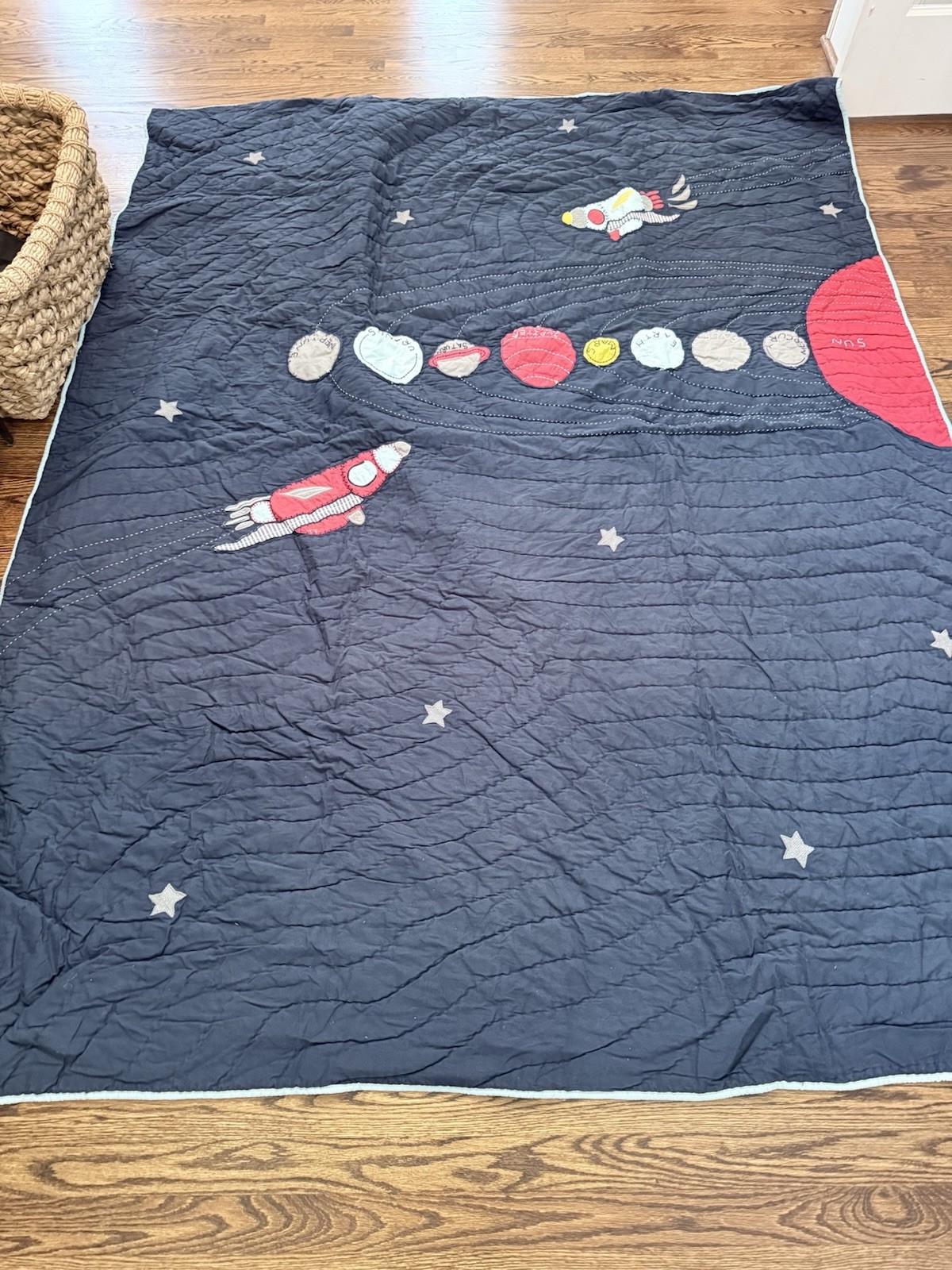 Pottery Barn Kids Twin Quilt Outer Space Theme