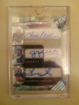 2025 Leaf Metal Authentics Andre Reed, Jim Kelly, Thurman Thomas /10 Auto OnCard