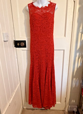Miusol Dress Gown Red Lace Overlay Open Back Mermaid Size Medium Bust 34"/38"