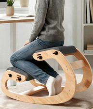 Ergonomic Kneeling Chair - Wooden Posture Chair with Knee Support Cushion