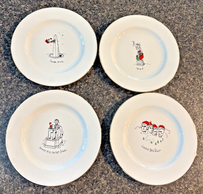 Merry Masterpieces 1999 First Edition Porcelain 4 Pc 8 Salad plate Pun Monument