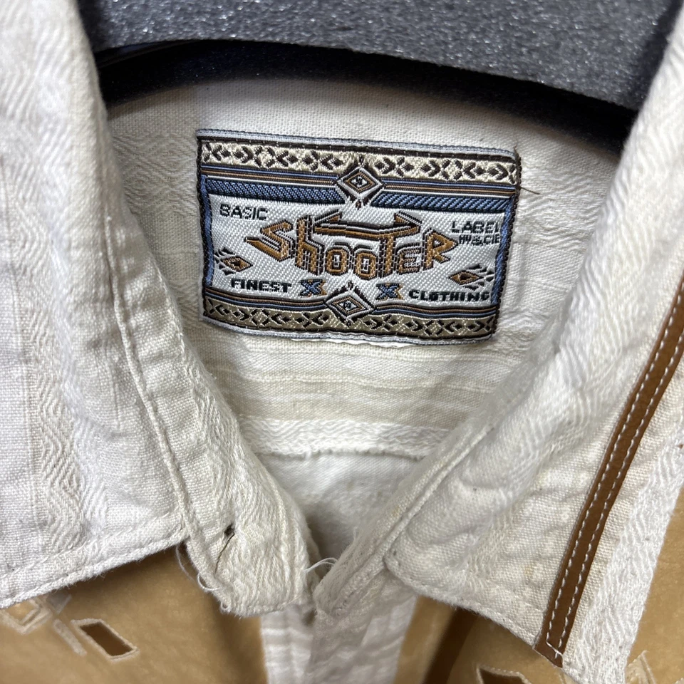 Vintage Shooter Western Dune Shirt XL Beige Tan Aztec Linen suede Outdoors - Image 2 of 4